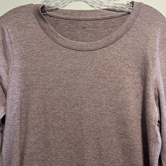 Athleta Uptempo Elevate Top Heathered Mauve Long Sleeve Performance Tee - Picture 4 of 10